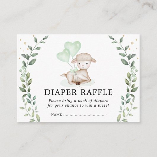 Elegant Little Lamb Diaper Raffle Baby Sheep Informatiekaartje (Voorkant)