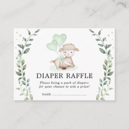 Elegant Little Lamb Diaper Raffle Baby Sheep Informatiekaartje