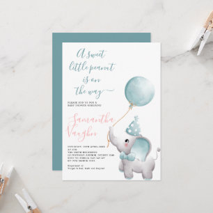 Elegant Little Peanut Elephant Baby shower Kaart