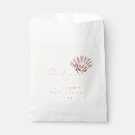 Elegant Little Pearl Baby shower Bedankt Bedankzakje (Voorkant)