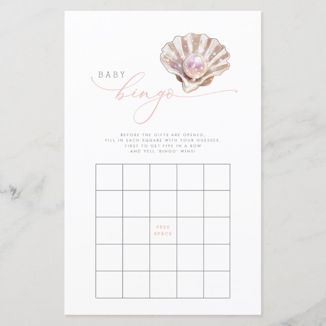 Elegant Little Pearl Baby shower Bingo Game Kaart (Voorkant)