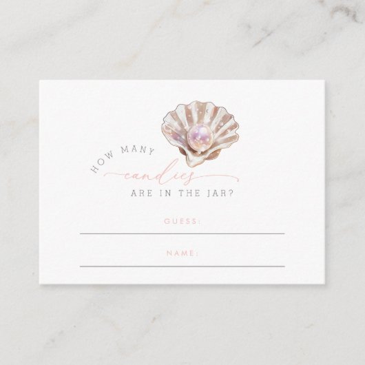 Elegant Little Pearl Hoeveel Snoepjes Baby showers Informatiekaartje (Voorkant)