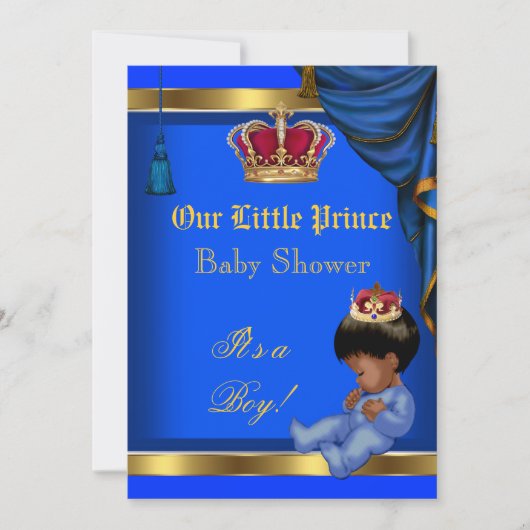Elegant Little Prince Baby shower Boy Blue 2 Kaart (Voorkant)