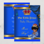 Elegant Little Prince Baby shower Boy Blue 2 Kaart (Voorkant / Achterkant)