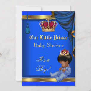 Elegant Little Prince Baby shower Boy Blue 2 Kaart