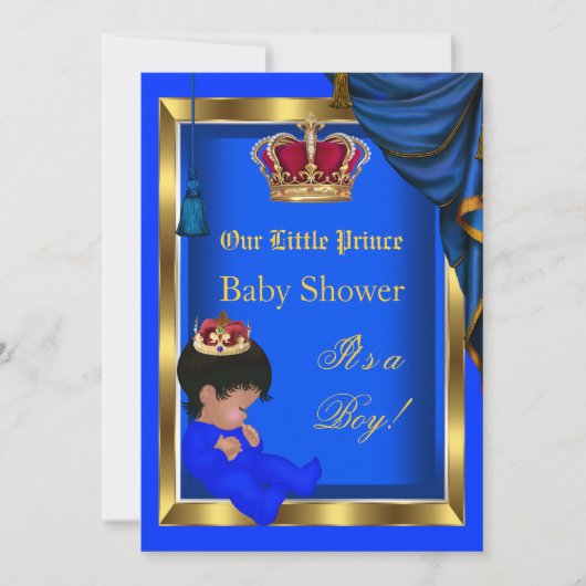 Elegant Little Prince Baby shower Boy Blue 2 Kaart (Voorkant)
