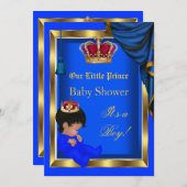 Elegant Little Prince Baby shower Boy Blue 2 Kaart (Voorkant / Achterkant)