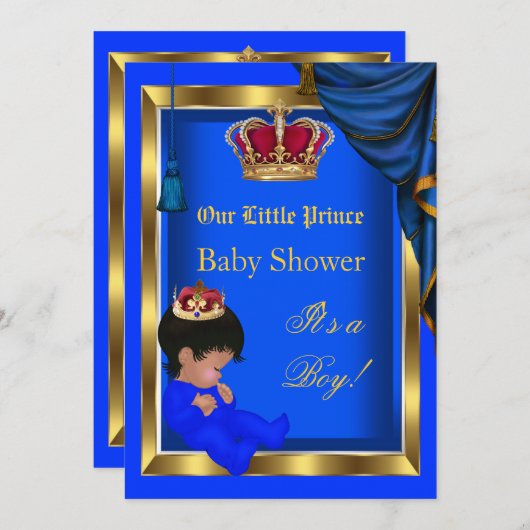 Elegant Little Prince Baby shower Boy Blue 2 Kaart (Voorkant / Achterkant)