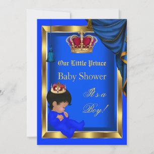 Elegant Little Prince Baby shower Boy Blue 2 Kaart