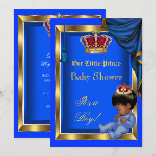 Elegant Little Prince Baby shower Boy Blue Kaart