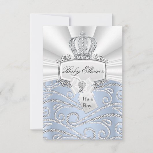 Elegant Little Prince Diamond Baby shower Invite Kaart (Voorkant)