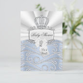 Elegant Little Prince Diamond Baby shower Invite Kaart (Staand voorkant)