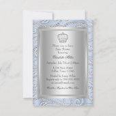 Elegant Little Prince Diamond Baby shower Invite Kaart (Achterkant)