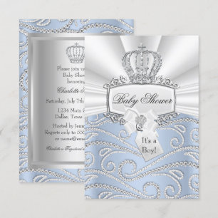 Elegant Little Prince Diamond Baby shower Invite Kaart