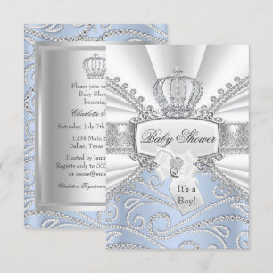 Elegant Little Prince Diamond Baby shower Invite Kaart
