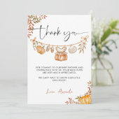 Elegant Little Pumpkin Baby shower Bedankkaart (Staand voorkant)