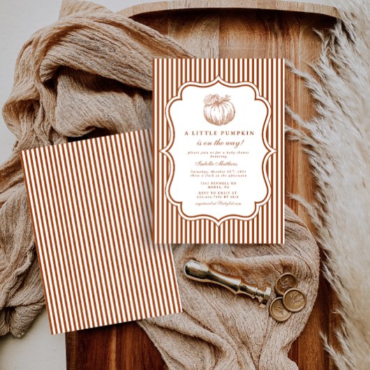 Elegant Little Pumpkin Baby shower Kaart