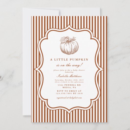 Elegant Little Pumpkin Baby shower Kaart (Voorkant)