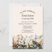 Elegant Little Wildflower 1st Birthday Party Kaart (Voorkant)