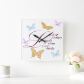 Elegant Live Laugh Love Butterflies Vierkante Klok (Huis)
