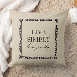 Elegant Live Simply Quote Amandelcrème Kussen