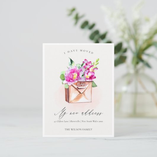Elegant Lively Pink Floral Mailbox I heeft zich ve Briefkaart (Staand voorkant)
