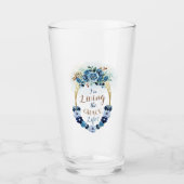 Elegant Living the Grace Life Blue Floral Gold Glas (Voorkant)