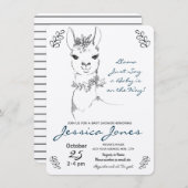 Elegant Llama Girl Baby shower Rustic Kaart (Voorkant / Achterkant)