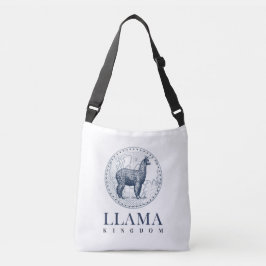 Elegant Llama met Wereldbol en Llama Kingdom Tekst Crossbody Tas