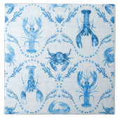 Elegant Lobster and Crabs in Cornflower Blue Tegeltje (Voorkant)