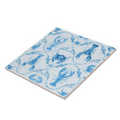 Elegant Lobster and Crabs in Cornflower Blue Tegeltje (Zijkant)