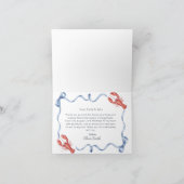 Elegant Lobster Ribbon Bridal Shower Thank You Bedankkaart (Binnen)