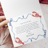 Elegant Lobster Ribbon Bridal Shower Thank You Bedankkaart