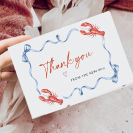 Elegant Lobster Ribbon Bridal Shower Thank You Bedankkaart