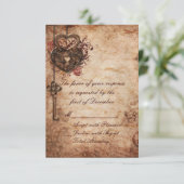 Elegant Lock en Key Wedding RSVP-kaart RSVP Kaartje (Staand voorkant)
