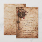 Elegant Lock en Key Wedding RSVP-kaart RSVP Kaartje (Voorkant / Achterkant)