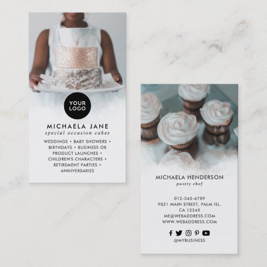 Elegant Logo 2 Foto's en sociale media Visitekaartje (Voorkant / Achterkant)