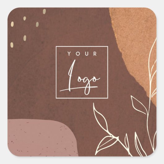 Elegant Logo Abstract bruin Oranje afvalolie Vierkante Sticker (Voorkant)