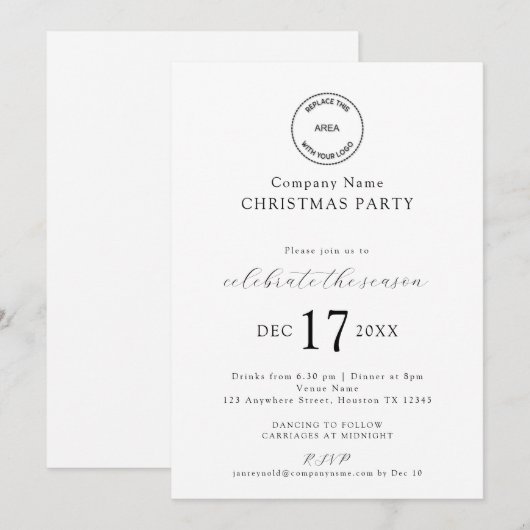 Elegant Logo Bedrijf Kerstfeest Kaart (Voorkant / Achterkant)
