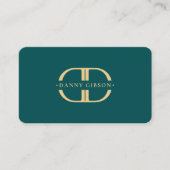 Elegant Logo D Monogram Modern Blauwgroen Goud Visitekaartje (Voorkant)