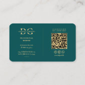 Elegant Logo D Monogram Modern Blauwgroen Goud Visitekaartje (Achterkant)