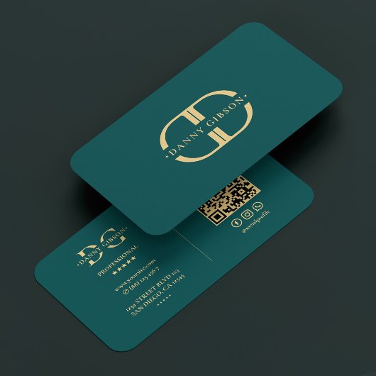 Elegant Logo D Monogram Modern Blauwgroen Goud Visitekaartje