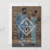 Elegant Logo Foto Wedding Save the Date Kaart (Voorkant)