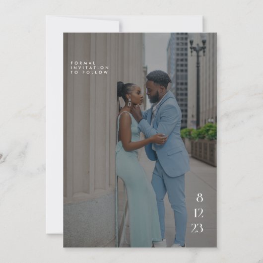 Elegant Logo Foto Wedding Save the Date Kaart (Achterkant)