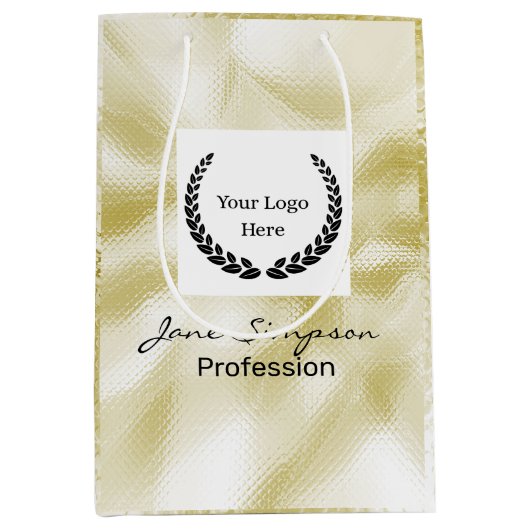 Elegant Logo Goud Textuur Medium Cadeauzakje (Voorkant)