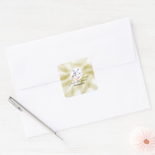 Elegant Logo Goud Textuur Vierkante Sticker (Envelop)