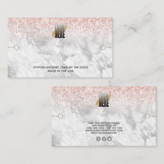 Elegant Logo marmer roze wastrombocytendisplay Visitekaartje (Voorkant / Achterkant)