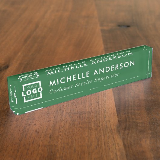 Elegant Logo Matig Groen Wit Naambordje (Zijkant)