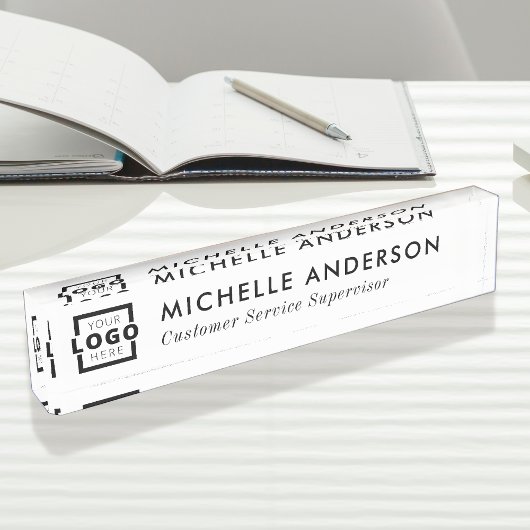 Elegant Logo Matig Wit. Naambordje