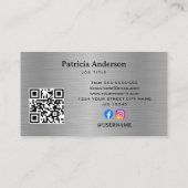 Elegant Logo Metaal Zilver Geborsteld Visitekaartje (Achterkant)